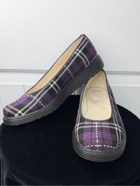 Dr. Martens "Ellen" Purple Plaid Tartan Slip On Flats Size 9